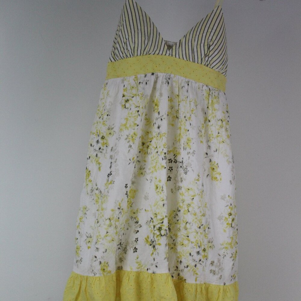 Charlotte Russe Yellow Floral Babydoll Dress Size 1 Cottagecore Y2K Sundress